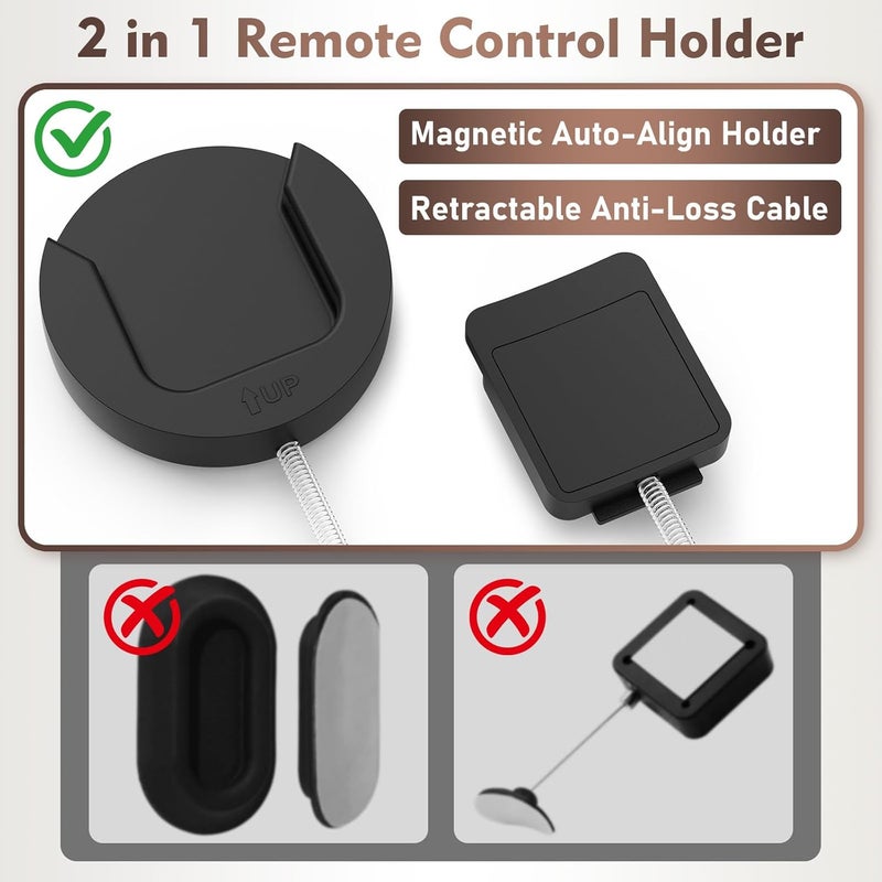 YYILIS 6.5 Ft Magnetic Remote Control Holder, 4 Pack Stretchy Remote Control Tether Wall Mount with Adjustable Leash and Strong Double N52 Magnets for TV/AC/Light/Fan, Home & RV Organizer Supply - Image 2